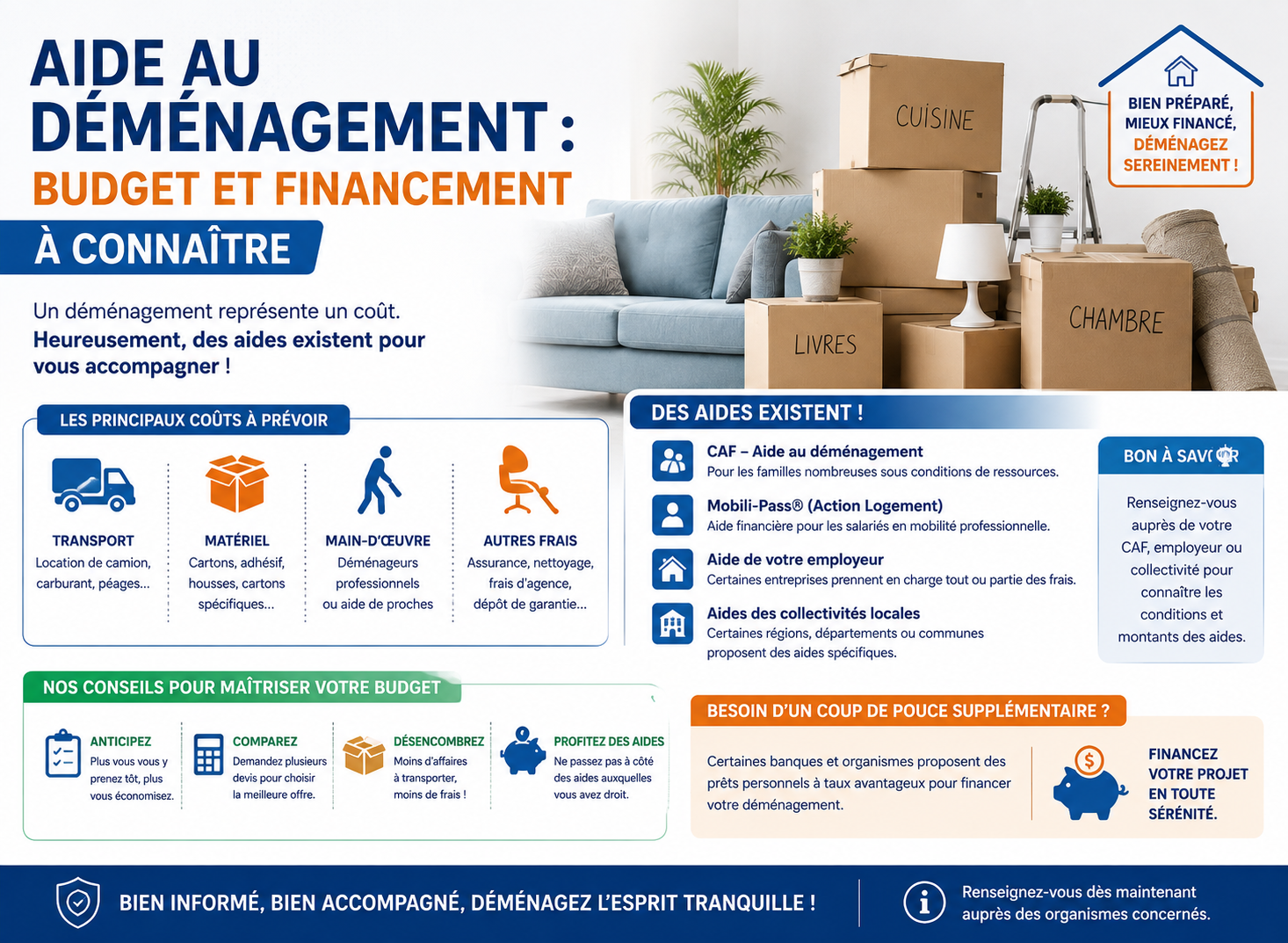 Aide au déménagement : budget et financement à connaître